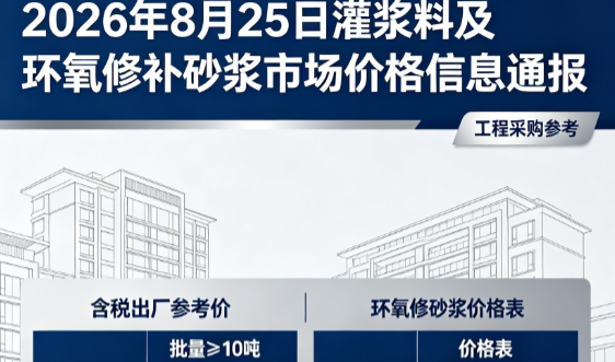 丰台2026年8月25日灌浆料及环氧修补砂浆市场价格信息通报